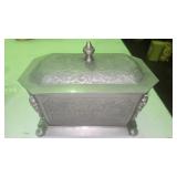 Antique Middle Eastern Engraved Brass Jewelry Box
