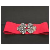 Red Wide Elastic Stretch Belt with an