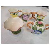 "Fleurs Du Jardin" Ceramic Mugs, Sugar Bowl &