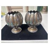 Pair of Indian Brass Pedestal Vases