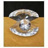 (1) Faceted Clear Crystal Oyster Shell Figurine