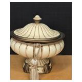 12" Cream and Gold-toned Decorative Lidded