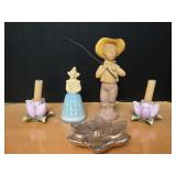 (2) Ceramic Floral Candlestick Holders, (2) Avon