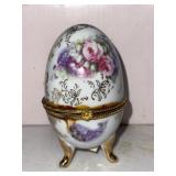 NIB Vintage Porcelain Egg figurine Hinged Trinket