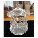 Clear, Hand-faceted Crystal Carousel Figurine