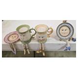 (4) Tea Party Anthropomorphic Resin Shelf Sitters.