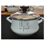 2.5Qt Light Blue/Grey Enameled Steel Cooking Pot
