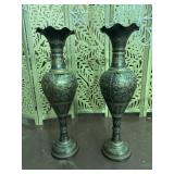 Matching Pair of Vintage Hand-etched Black and