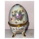 NIB Vintage Porcelain Egg figurine Hinged Trinket