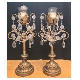(2) Gold Tone Tabletop Candelabra Candle Holders