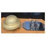 Middle Eastern Brass Footed Server, Mirrored