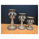 (3) Palm Tree Candlestick Holders