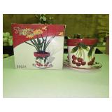 Cherry Flower Pot w/Base