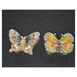 (2) Small Metal & Rhinestone Butterfly Trinket