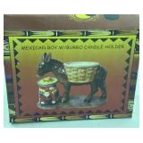 NIB "Mexican Boy w/ Burro Candle Holder."