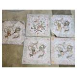 (5) 18"ï¿½18" Vintage Silk & Metallic Thread