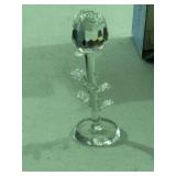NIB Clear Crystal Long Stem Rose 6" Tall Standing