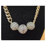 New Gold-toned Chain featuring a Cluster of Pave