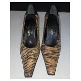 Sz 6.5 Albano Italy Brown and Black Tiger Print
