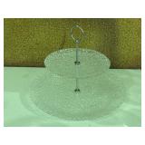 Two Tier Serving Stand W/Textured Pebble Pattern