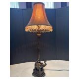 VTG Table Lamp W/ Bronze Finish Elephant Base and