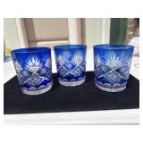 Set of 3 Cobalt blue small cut