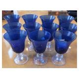 Set of (11) Cobalt Blue Crystal Wine