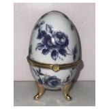 NIB Vintage Porcelain Egg figurine Hinged Trinket