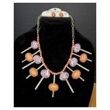 NEW Bold, Gold-tone Statement Necklace & Matching