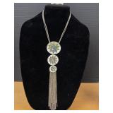 New Silver-toned Tiered Medallion Necklace
