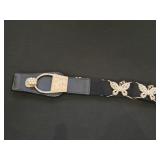 Black Wide Elastic Belt with a Gold-toned