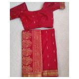Formal Gold &Red Sari Wrap Outfit