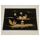 VTG Piece of Handcrafted Tropical Art Depicting a