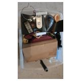Plastic Bin with Assorted Sports Supplies Cleaning