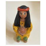 VTG Hand Painted American Indian 4" Chief Woman