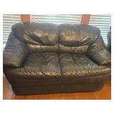 Overstuffed Leather Love Seat  65"x32"x31"