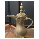 Antique Arabic Brass Tin Lined Bedouin Dallah