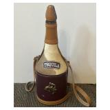 RARE VTG HANDMADE LEATHER COWHIDE WRAPPED GLASS