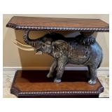 Distinctive Accent Table w/a Carved Elephant Base