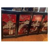 VTG Four Panel Folding Screen 74.5'x39'  W/Red