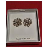 Crystal Flower Enameled Earrings