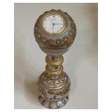 Handcrafted Marble Pillar Clock with Meenakari