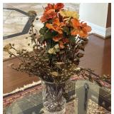 8" Cut Crystal Vase w/Fall Floral Arrangement