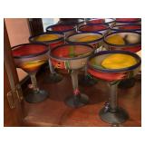 (6) Martini Glass Stem Hand Painted Tropical