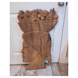 19"×35" Hand-carved Wooden Wall Hanging