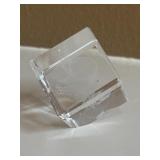 Holland Casino Crystal Cube Etched Paperweight