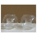 (2) Round Glass Tea Light Candle Holders