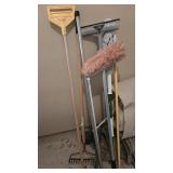 Assorted Brooms Mops and Dusters Etc