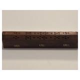 Wooden Coffin Incense Burner with Carved Side