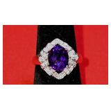 18K White Gold, Diamond & Amethyst Ring
